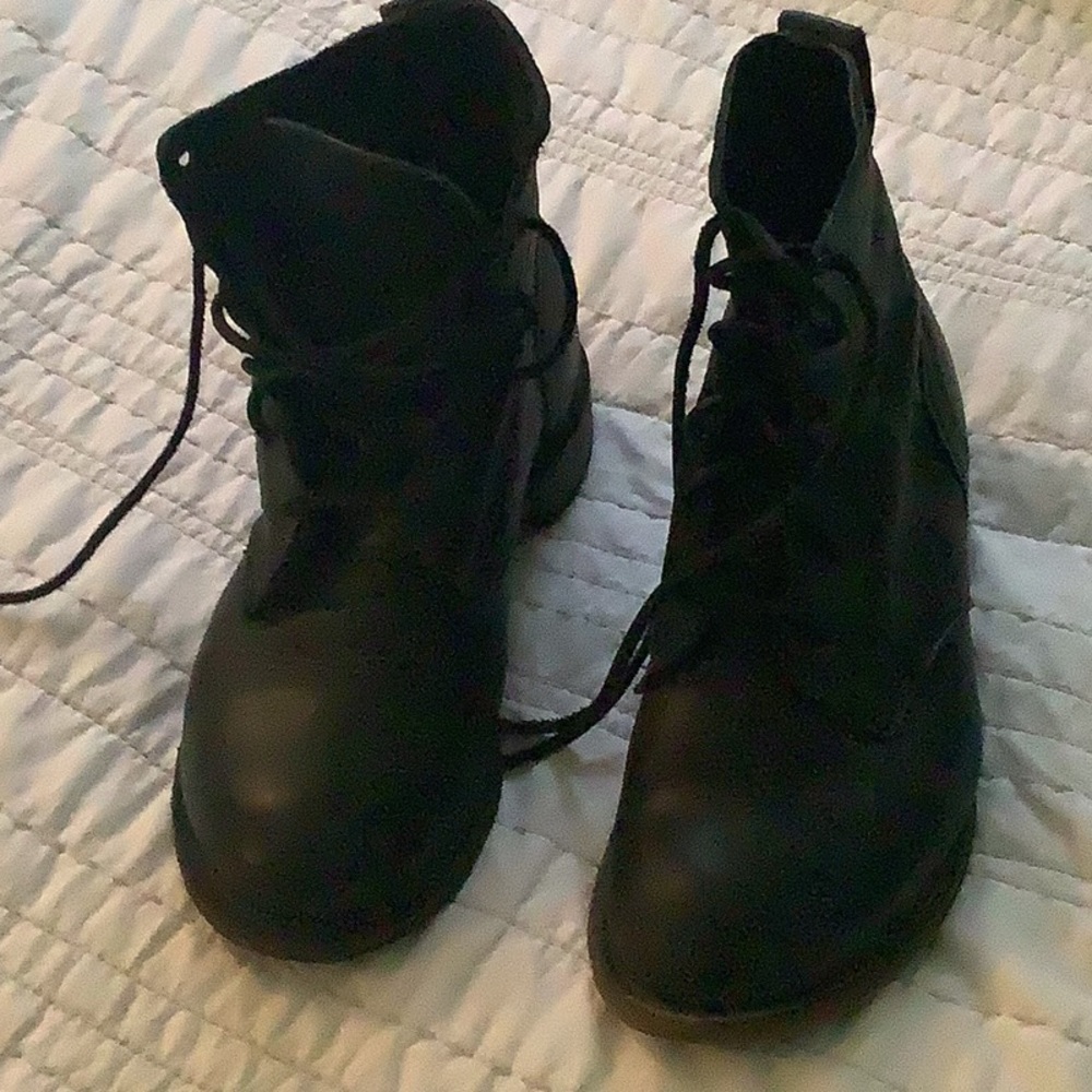 Black leather ankle boots